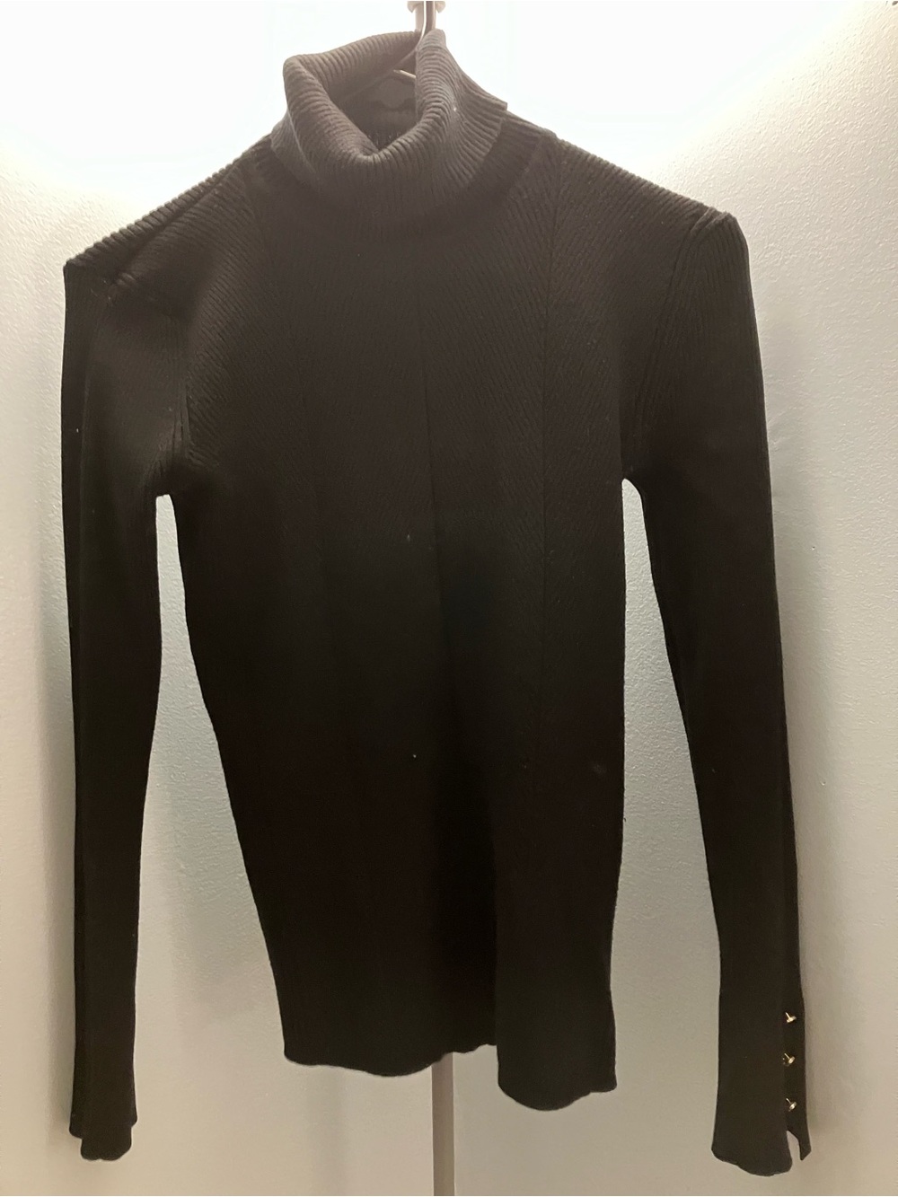 Tahari Black Ribbed Turtleneck Sweater